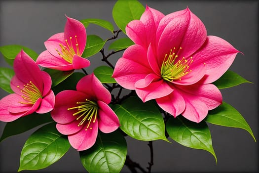 The image is a pink flower with five petals and a stem.