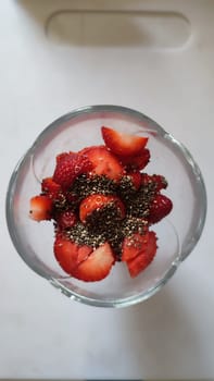 fresh strawberries in a vase, dessert food. High quality photo