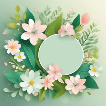 Spring floral background with flowers and leaves. Vector illustration for your design.Vector floral background with flowers and eaves.