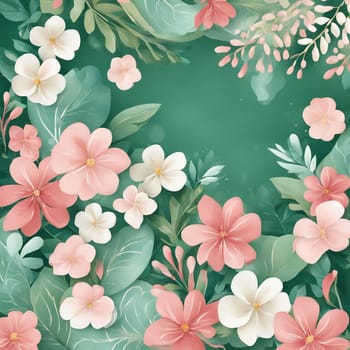 Spring floral background with flowers and leaves. Vector illustration for your design.Vector floral background with flowers and eaves.