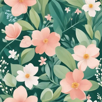 Spring floral background with flowers and leaves. Vector illustration for your design.Vector floral background with flowers and eaves.