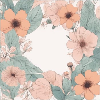 Spring floral background with flowers and leaves. Vector illustration for your design.Vector floral background with flowers and eaves.