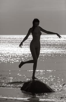 Young Beautiful Woman Posing Nude At The Seaside