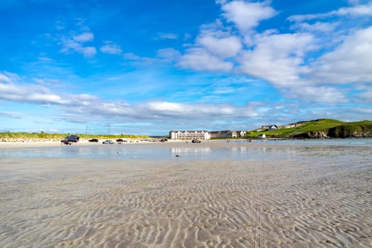 DOWNINGS, IRELAND - JULY 31 2022: The hotel is located very close to the beach.