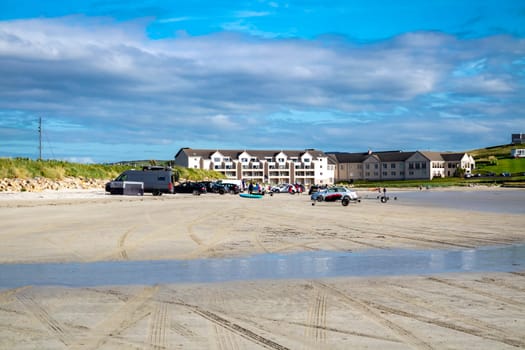 DOWNINGS, IRELAND - JULY 31 2022: The hotel is located very close to the beach.