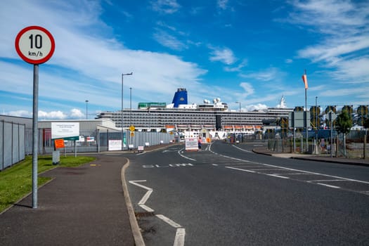 KILLYBEGS, IRELAND - MAY 16 2023: The Arcadia waiting for passengers in the harbour.