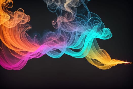 The image is a colorful, swirling smoke cloud with a trail of smoke coming out of it.