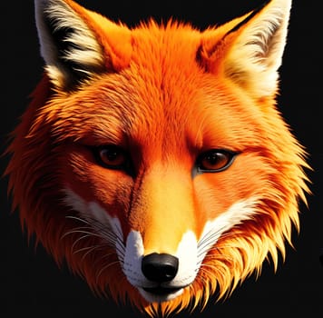 The image is a cartoon illustration of a red fox with a serious expression on its face.