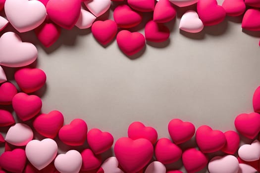 The image is a pink heart-shaped background with many white hearts floating around it.
