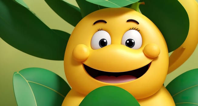The image shows a cartoon monkey peeking out from behind a leaf.