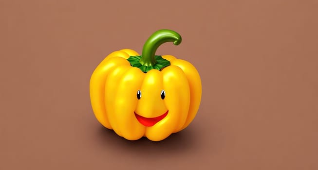 The image is a cartoon pepper with a smile on its face.