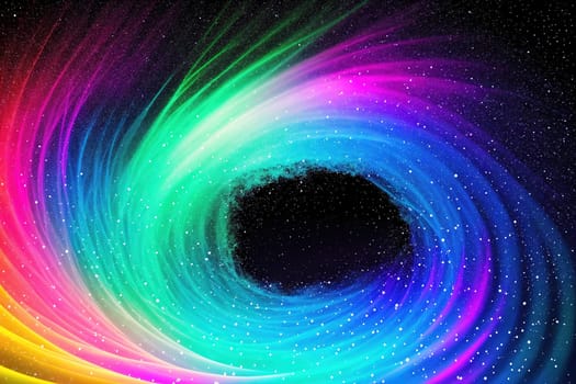 The image is a colorful, swirling vortex with a bright, glowing center.