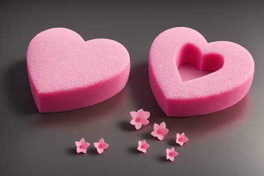 The image is a pink heart-shaped mold with a small hole in the center and a group of white stars surrounding it.