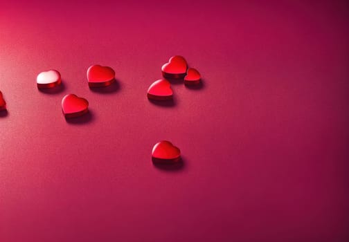 The image is a pink background with several white hearts floating on it.