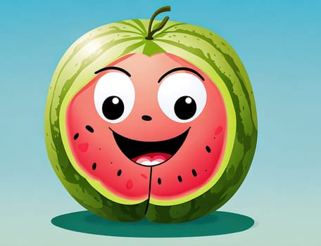 The image is a cartoon watermelon with a smile on its face.