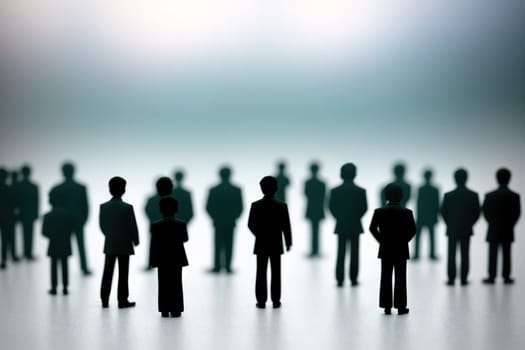 The image depicts a group of people standing in a line, with their backs to the camera, creating a silhouette effect.