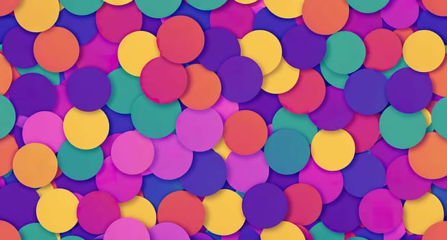 The image is a colorful background made up of small, circular shapes in various colors.