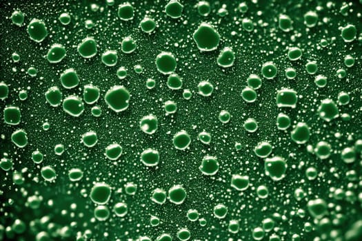 The image is a green and white background with droplets of water on it.
