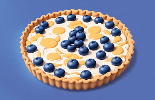 The image is a blueberry tart with a crumbly crust and a blueberry filling.