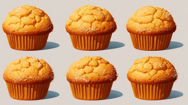 The image is a set of six cupcakes with frosting on top.