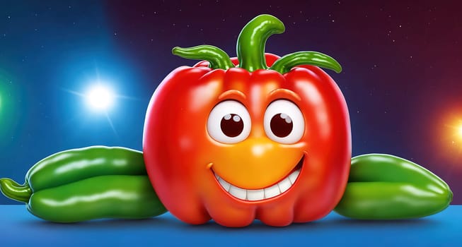 The image is a cartoon tomato with a smiling face and green leaves.