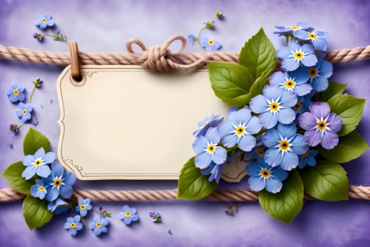 beautiful Forget-me-nots flowers on abstract purple background