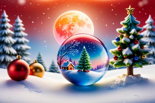 New Year greeting card with New Year balls .