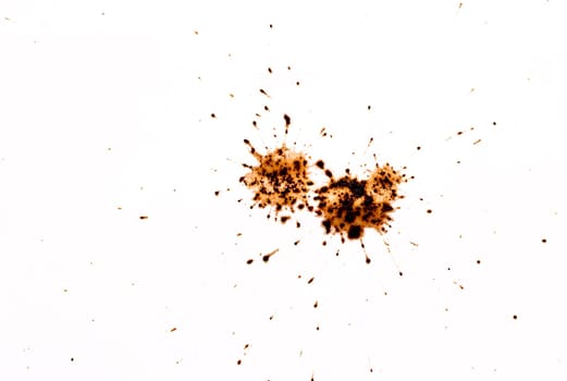 Coffee drops splashes with a brown color texture isolated on a white background