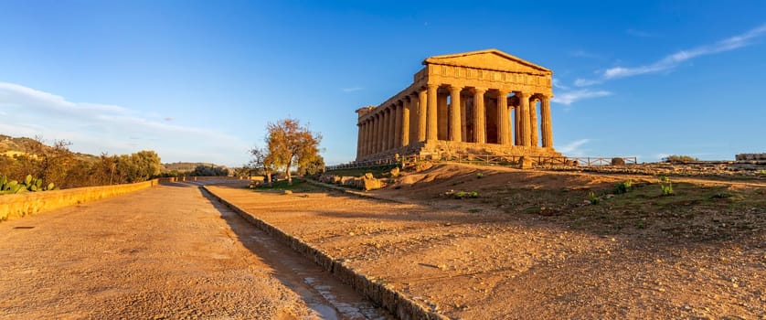 The famous Temple of Concordia in the Valley of Temples near Agrigento, Sicily, Italy