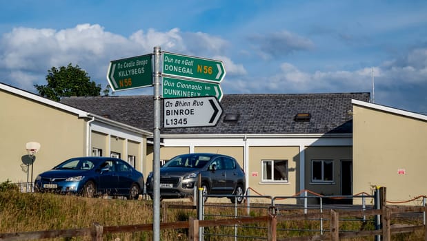 BRUCKLESS, IRELAND - MAY 16 2023: There is a dangerous road next to the National School.