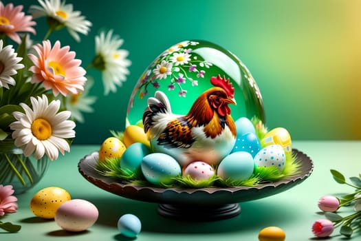 Easter greeting card, colorful Easter eggs .