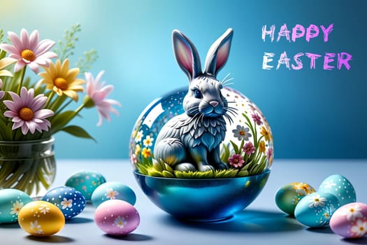 Easter greeting card, colorful Easter eggs .