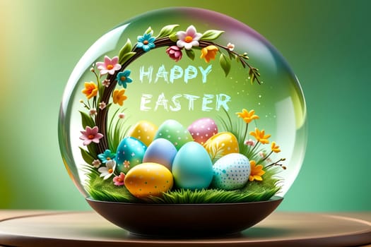 Easter greeting card, colorful Easter eggs .