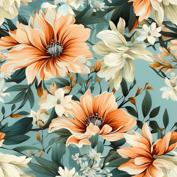 Seamless pattern tile background flowers and floral leaves plants. High quality photo