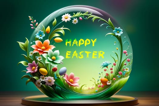 Easter greeting card, colorful Easter eggs .