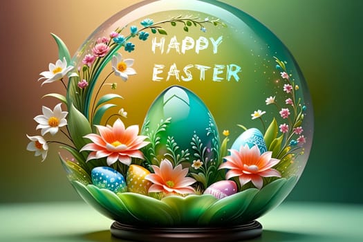 Easter greeting card, colorful Easter eggs .