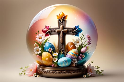Easter greeting card, colorful Easter eggs .