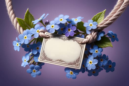 beautiful Forget-me-nots flowers on abstract purple background