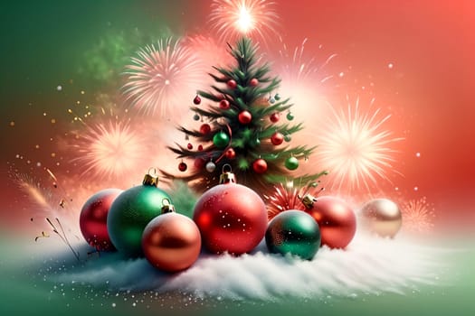 New Year greeting card with New Year balls .