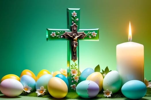 Easter greeting card, colorful Easter eggs .