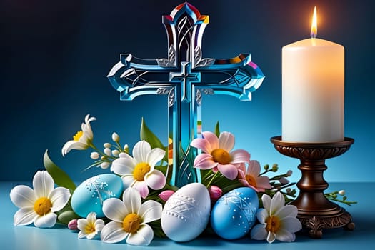 Easter greeting card, colorful Easter eggs .
