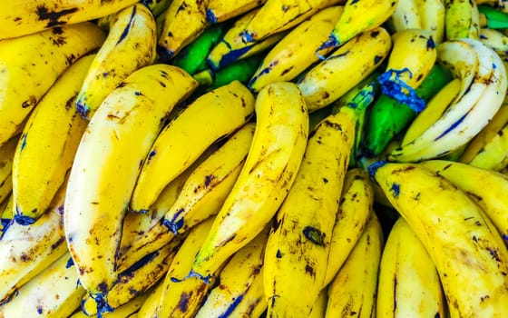 Plantains banana fruit Fruits on the market in Zicatela Puerto Escondido Oaxaca Mexico.