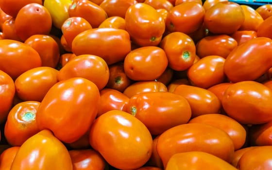 Tomatoes Tomato Vegetables on the market in Zicatela Puerto Escondido Oaxaca Mexico.