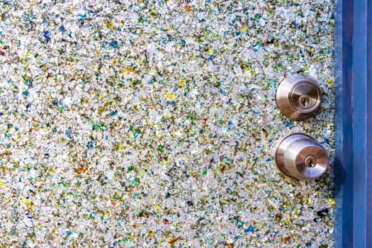 Door Wall made from compressed recycled plastic bottles Texture in Playa del Carmen Quintana Roo Mexico.