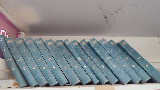 27 March 2024 Beer-Sheva Israel,Jewish books on the shelf, Judaism encyclopedia, teaching religion. High quality photo