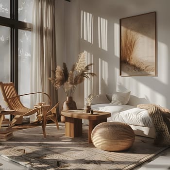 A cozy living room with furniture such as a couch, chair, table, and rug. The property features wood flooring and a window for natural light, creating a comfortable interior design