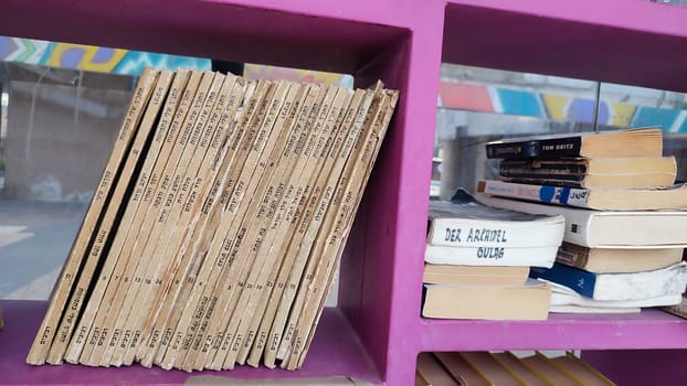 27 March 2024 Beer-Sheva Israel,Jewish books on the shelf, Judaism encyclopedia, teaching religion. High quality photo