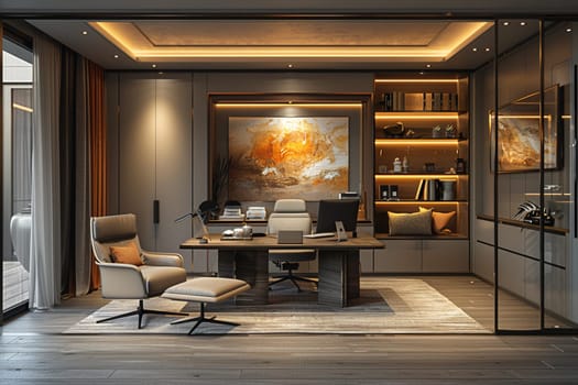 Interior Designer Presents 3D Renderings to Business Clients, A fusion of art and technology is on display as clients are immersed in virtual room designs.