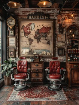 Barbershop Clippers Carve Trends in Business of Men's Styling, Barber poles and leather chairs carve a story of style trends and grooming in the barbershop business.