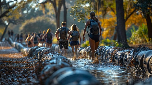 Outdoor Fitness Encampment Strengthens Bodies in Business of Active Lifestyles and Group Exercise, Fitness obstacles and training regimes strengthen bodies and active lifestyles in the outdoor fitness encampment business.